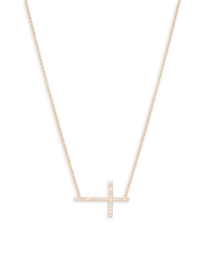 Saks Fifth Avenue Women's 14k Yellow Gold & 0.09 Tcw Diamond Cross Pendant Necklace