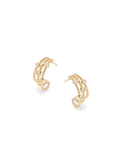 Saks Fifth Avenue Women's 14k Yellow Gold & 0.09 Tcw Diamond Half Hoop Earrings