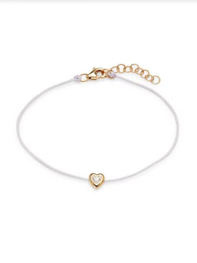 Saks Fifth Avenue Women's 14k Yellow Gold & 0.09 Tcw Diamond Heart Bezel String Bracelet