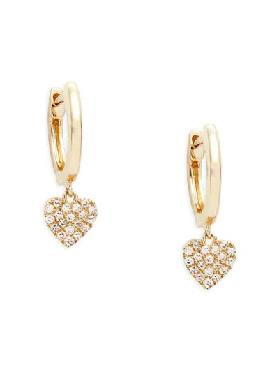 Saks Fifth Avenue Women's 14k Yellow Gold & 0.09 Tcw Diamond Heart Huggie Earrings