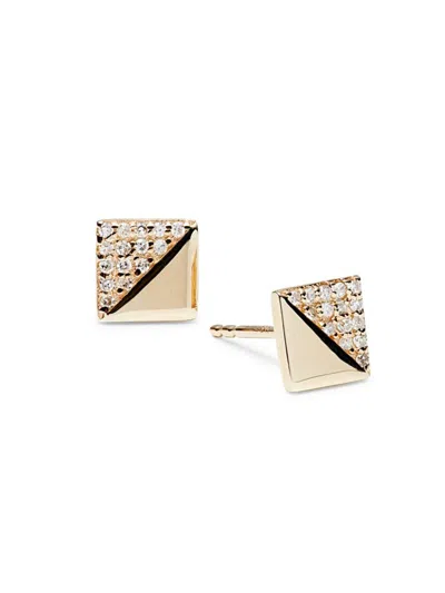 Saks Fifth Avenue Women's 14k Yellow Gold & 0.094 Tcw Diamond Geometric Earrings