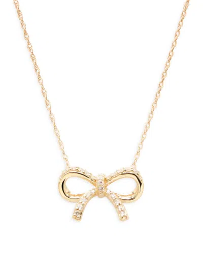 Saks Fifth Avenue Women's 14k Yellow Gold & 0.1 Tcw Diamond Bow Pendant Necklace
