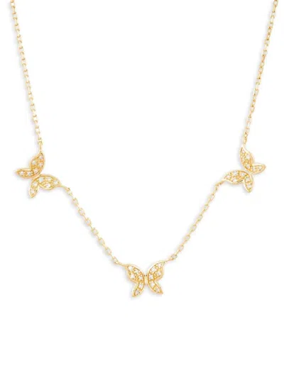 Saks Fifth Avenue Women's 14k Yellow Gold & 0.1 Tcw Diamond Butterfly Necklace