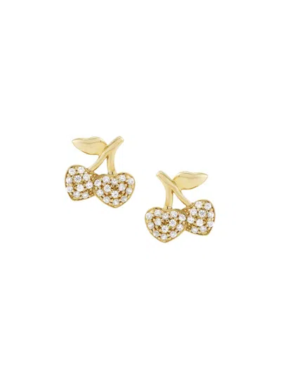 Saks Fifth Avenue Women's 14k Yellow Gold & 0.1 Tcw Diamond Cherry Stud Earrings