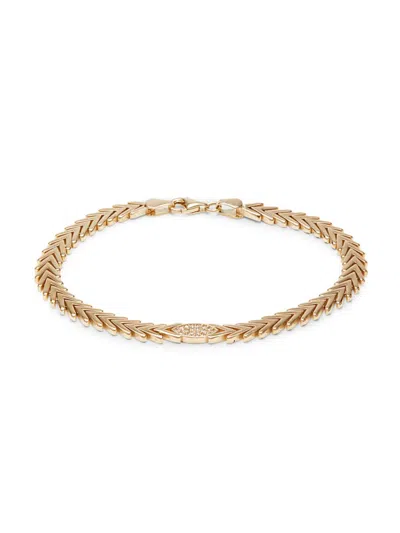 Saks Fifth Avenue Women's 14k Yellow Gold & 0.1 Tcw Diamond Chevron Link Chain Bracelet