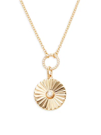 Saks Fifth Avenue Women's 14k Yellow Gold & 0.1 Tcw Diamond Circle Pendant Necklace