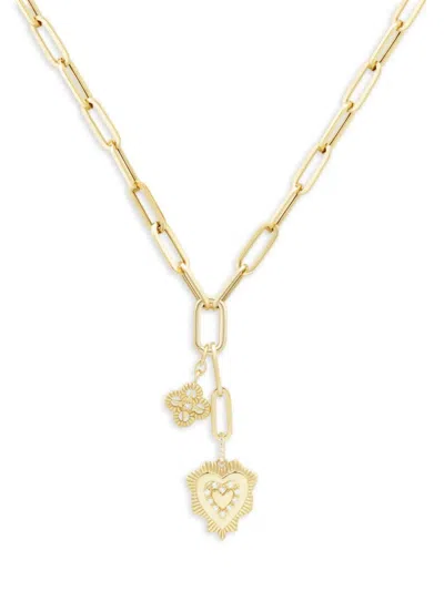 Saks Fifth Avenue Women's 14k Yellow Gold & 0.1 Tcw Diamond Clover & Heart Lariat Necklace