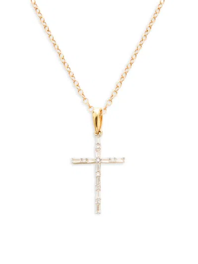 Saks Fifth Avenue Women's 14k Yellow Gold & 0.1 Tcw Diamond Cross Pendant Necklace
