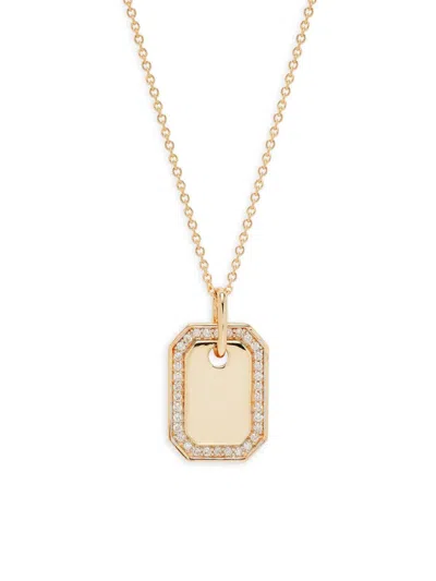 Saks Fifth Avenue Women's 14k Yellow Gold & 0.1 Tcw Diamond Dog Tag Necklace