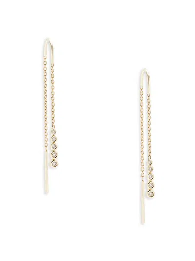 Saks Fifth Avenue Women's 14k Yellow Gold & 0.1 Tcw Diamond Drop Earrings