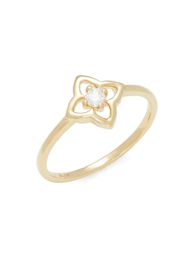 Saks Fifth Avenue Women's 14k Yellow Gold & 0.1 Tcw Diamond Flower Ring