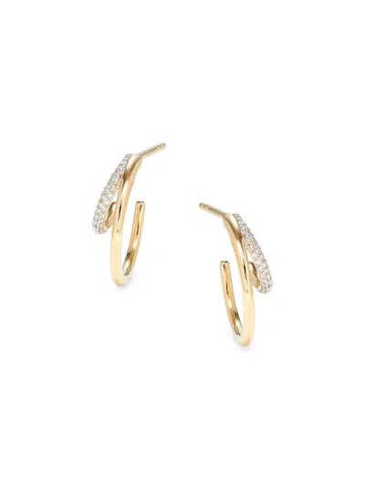 Saks Fifth Avenue Women's 14k Yellow Gold & 0.1 Tcw Diamond Half Hoop Earrings