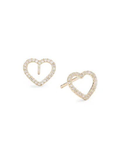 Saks Fifth Avenue Women's 14k Yellow Gold & 0.1 Tcw Diamond Heart Stud Earrings