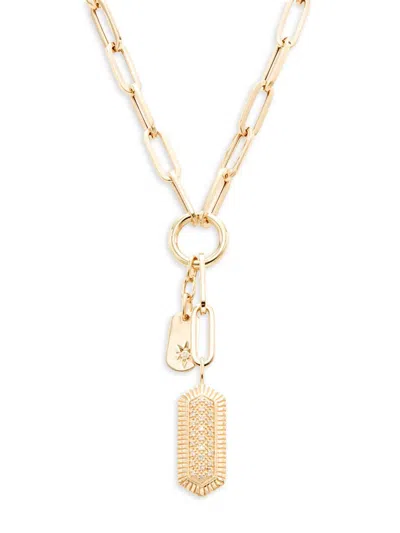 Saks Fifth Avenue Women's 14k Yellow Gold & 0.1 Tcw Diamond Hexagon Tag Lariat Necklace