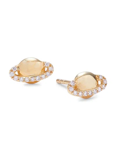 Saks Fifth Avenue Women's 14k Yellow Gold & 0.1 Tcw Diamond Saturn Stud Earrings