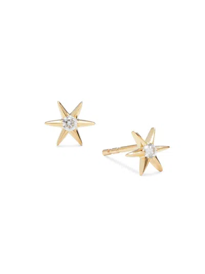 Saks Fifth Avenue Women's 14k Yellow Gold & 0.1 Tcw Diamond Star Stud Earrings