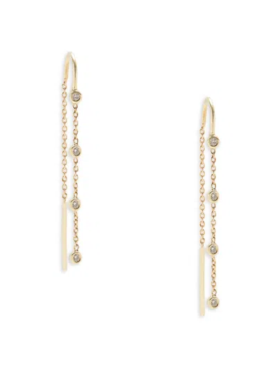 Saks Fifth Avenue Women's 14k Yellow Gold & 0.1 Tcw Diamond Thread Earrings