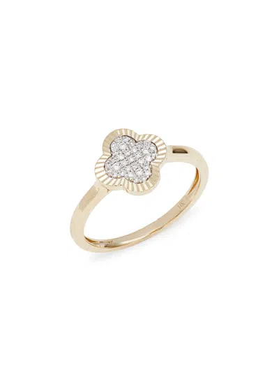 Saks Fifth Avenue Women's 14k Yellow Gold & 0.1 Tcwpavé Diamond Clover Ring