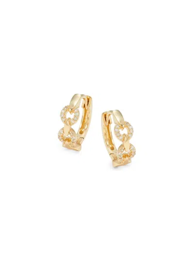 Saks Fifth Avenue Women's 14k Yellow Gold & 0.10 Tcw Diamond Paperclip Chain Huggie Earrings