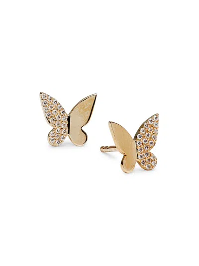 Saks Fifth Avenue Women's 14k Yellow Gold & 0.101 Tcw Diamond Stud Earrings