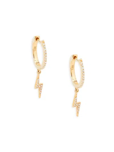 Saks Fifth Avenue Women's 14k Yellow Gold & 0.104 Tcw Diamond Lightning Bolt Earrings