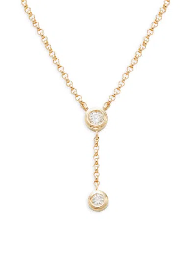 Saks Fifth Avenue Women's 14k Yellow Gold & 0.109 Tcw Diamond Y Necklace