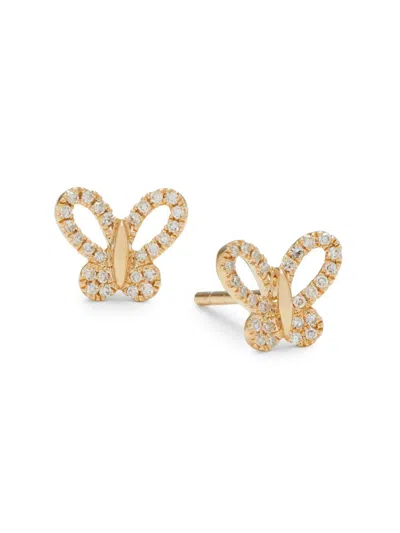 Saks Fifth Avenue Women's 14k Yellow Gold & 0.11 Tcw Diamond Butterfly Stud Earrings