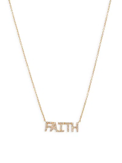 Saks Fifth Avenue Women's 14k Yellow Gold & 0.11 Tcw Diamond Faith Pendant Necklace