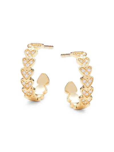 Saks Fifth Avenue Women's 14k Yellow Gold & 0.11 Tcw Diamond Heart Half Hoop Earrings