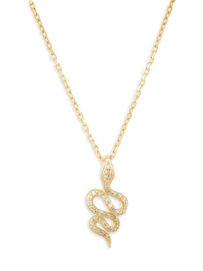 Saks Fifth Avenue Women's 14k Yellow Gold & 0.11 Tcw Diamond Snake Pendant Necklace