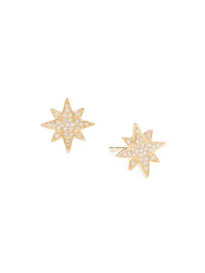 Saks Fifth Avenue Women's 14k Yellow Gold & 0.11 Tcw Diamond Star Stud Earrings