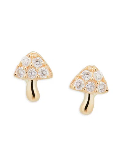 Saks Fifth Avenue Women's 14k Yellow Gold & 0.113 Tcw Diamond Mushroom Stud Earrings