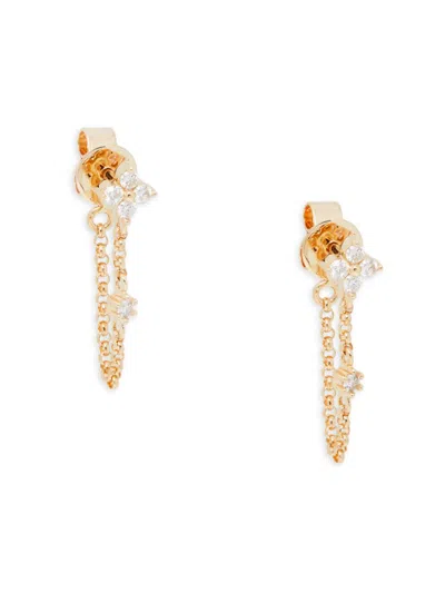 Saks Fifth Avenue Women's 14k Yellow Gold & 0.116 Tcw Diamond Chain Huggie Earrings