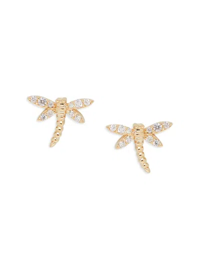 Saks Fifth Avenue Women's 14k Yellow Gold & 0.118 Tcw Diamond Dragon Fly Stud Earrings