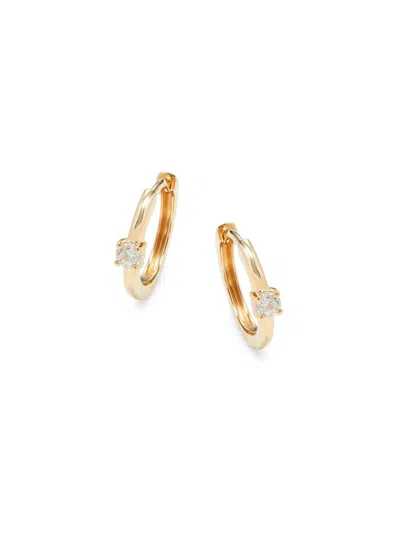Saks Fifth Avenue Women's 14k Yellow Gold & 0.118 Tcw Diamond Huggie Earrings