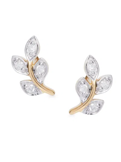 Saks Fifth Avenue Women's 14k Yellow Gold & 0.12 Tcw Diamond Earring