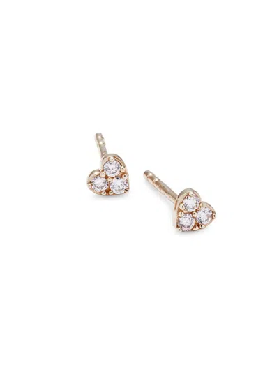 Saks Fifth Avenue Women's 14k Yellow Gold & 0.12 Tcw Diamond Heart Stud Earrings In Metallic