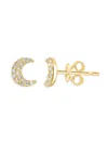 Saks Fifth Avenue Women's 14k Yellow Gold & 0.12 Tcw Diamond Moon Stud Earrings In Gold