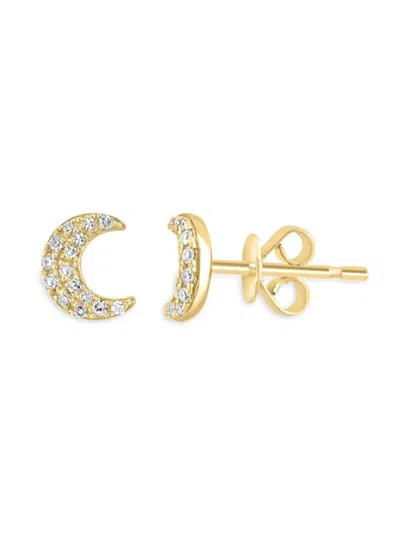 Saks Fifth Avenue Women's 14k Yellow Gold & 0.12 Tcw Diamond Moon Stud Earrings