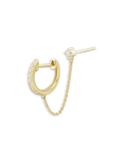 Saks Fifth Avenue Women's 14k Yellow Gold & 0.12 Tcw Diamond Single Chain Earring
