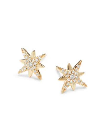 Saks Fifth Avenue Women's 14k Yellow Gold & 0.12 Tcw Diamond Star Stud Earrings