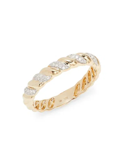 Saks Fifth Avenue Women's 14k Yellow Gold & 0.12 Tcw Diamond Swirl Band Ring