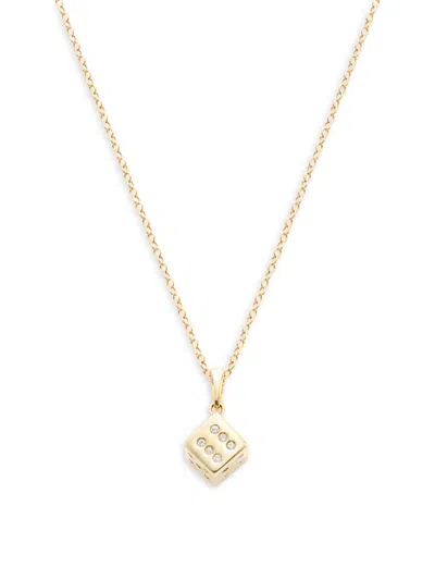 Saks Fifth Avenue Women's 14k Yellow Gold & 0.120 Tcw Diamond Dice Pendant Necklace