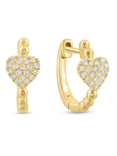 Saks Fifth Avenue Women's 14k Yellow Gold & 0.13 Tcw Diamond Heart Huggie Earrings