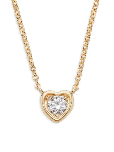Saks Fifth Avenue Women's 14k Yellow Gold & 0.13 Tcw Diamond Heart Pendant Necklace/17"