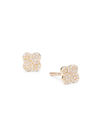 Saks Fifth Avenue Women's 14k Yellow Gold & 0.13 Tcw Diamond Mini Clover Stud Earrings