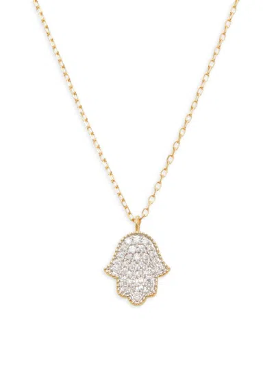 Saks Fifth Avenue Women's 14k Yellow Gold & 0.13 Tcw Diamond Pavé Hamsa Pendant Necklace