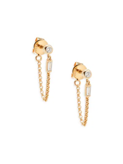 Saks Fifth Avenue Women's 14k Yellow Gold & 0.138 Tcw Diamond Chain Drop Earrings