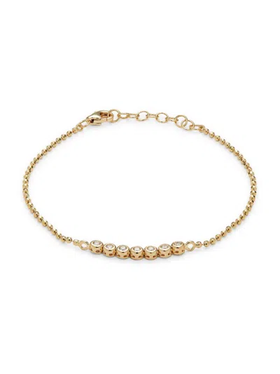 Saks Fifth Avenue Women's 14k Yellow Gold & 0.15 Tcw Bezel Diamond Ball Chain Bracelet