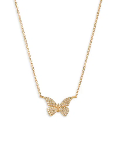 Saks Fifth Avenue Women's 14k Yellow Gold & 0.15 Tcw Diamond Butterfly Pendant Necklace/15"